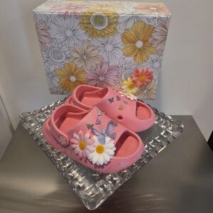 Kids Pink Floral Slip-On Shoes